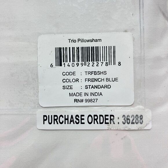 Annie Selke French Blue Single Standard Pillowsham - Picture 3 of 4